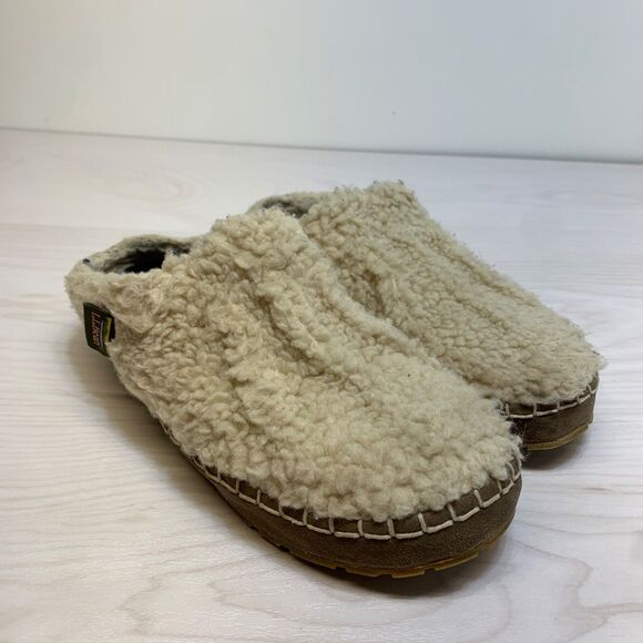 L.L. Bean Size 7 Cozy Slipper Slides Sherpa Pile Fleece Womens Warm Clog - Picture 1 of 9